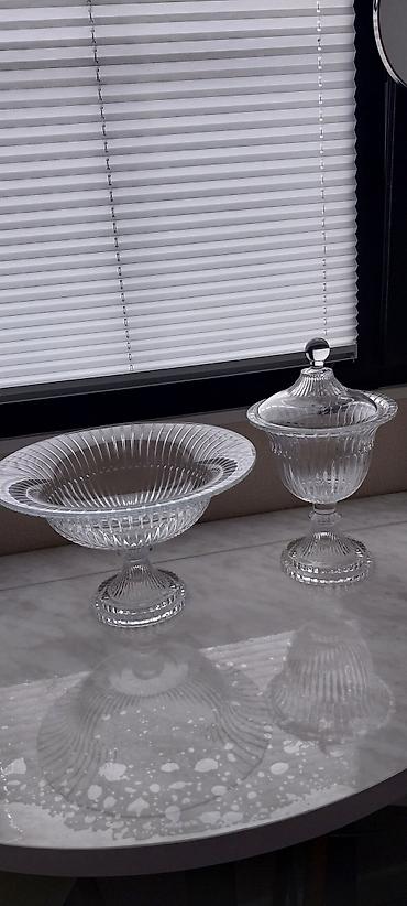 şfer: Şüşə serving dəsti – 2 parça - 1 ədəd ayaqlı meyvə/şirniyyat qabı — 2