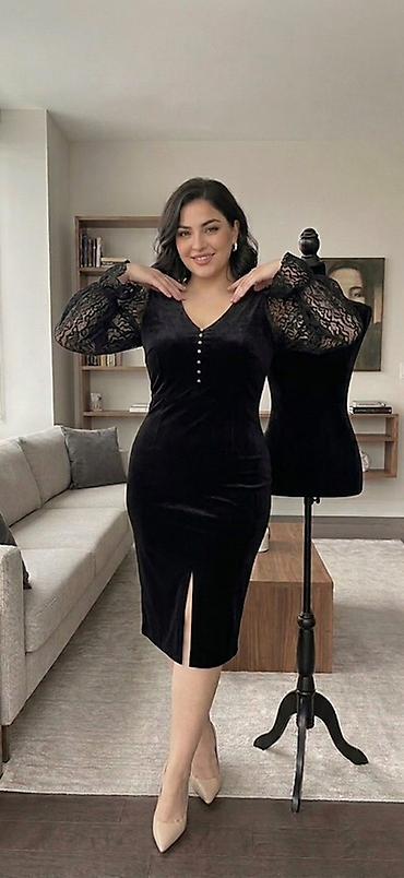 velur qadın donları: 🖤 Qara Məxməri Qadın Paltarı ✨ Zərif və eleqant görünüşü sevənlər — 3