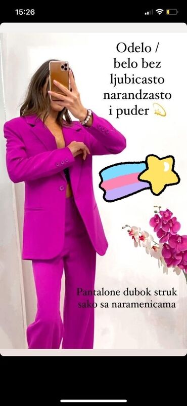 ženski sako i pantalone: S (EU 36), M (EU 38), Single-colored, color - Purple
