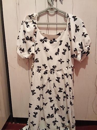 Другая женская одежда: Женственный комплект одежды. 1) Платье белого цвета с чёрным принтом — 1