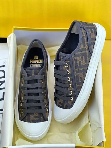 nike dunk: Кеды Fendi с монограммой FF - Модель: низкие кеды на шнуровке - Верх — 1