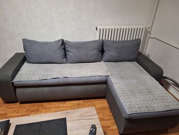 zidni kreveti sa ugaonom garniturom: Tkanina, bоја - Siva, Upotrebljenо