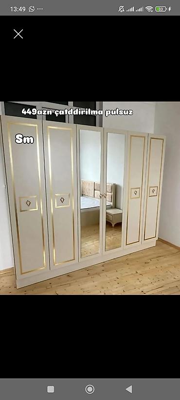 - Məhsul: 6 qapılı geyim dolabı - Dizayn: Krem rəngli korpus, qızılı lalafo.az -da - Məhsul: 6 qapılı geyim dolabı - Dizayn: Krem rəngli korpus, qızılı