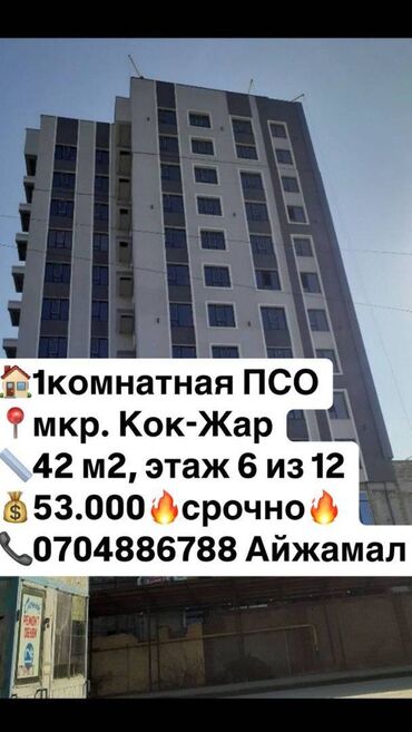 Продажа участков: 1 комната, 42 м², Элитка, 6 этаж, ПСО (под самоотделку)