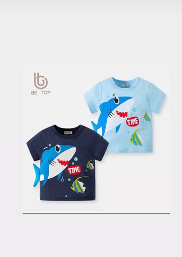 оверсайз одежды: Детский топ, рубашка, цвет - Синий, Новый