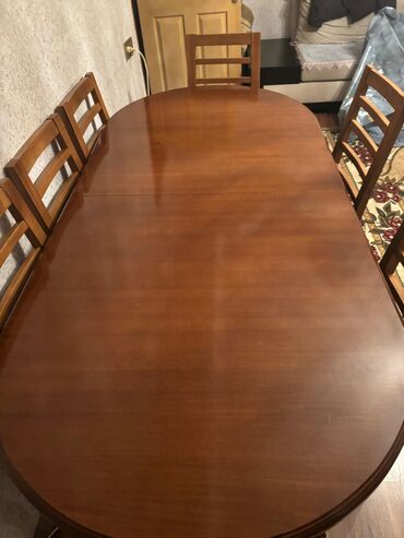 наливной пол баку: Для гостиной, Б/у, Раскладной, Овальный стол, 8 стульев