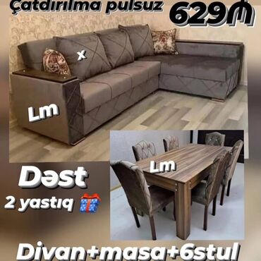 Divan və masa dəstləri: Yeni, Künc divan, Qonaq otağı üçün, Açılmayan, Türkiyə — 9