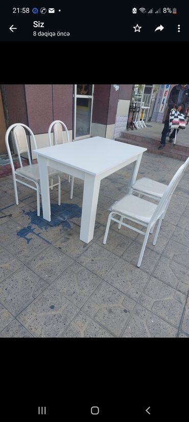 Bağ, çöl masa və oturacaq dəstləri: Yeni, Dördbucaq masa, 4 stul, Açılmayan, Stullar ilə, Taxta, Azərbaycan -da lalafo.az — 4 Bağ, çöl masa və oturacaq dəstləri: Yeni, Dördbucaq masa, 4 stul, Açılmayan, Stullar ilə, Taxta, Azərbaycan — 4