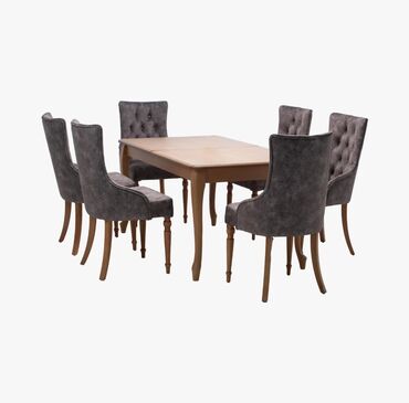 Masa və oturacaq dəstləri: Mətbəx üçün, Açılmayan, Oval masa, 6 stul — 10