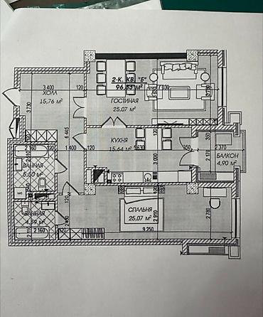 Продажа квартир: 2 комнаты, 96 м², Южная Магистраль Элитка, 7 этаж, ПСО (под самоотделку) — 3
