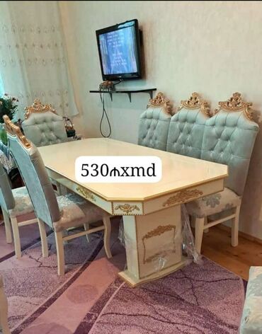 mdf satilir: Qonaq otağı üçün, Yeni, Açılmayan, Dördbucaq masa, 6 stul, Azərbaycan