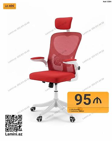 Ofis mebeli: La Mini ofis kreslosu – kod: 12304 - Rəng: qırmızı, ağ konstruksiya — 1