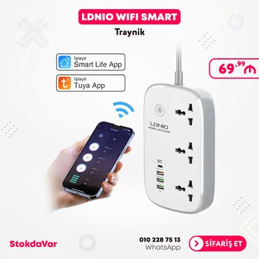 dinleme cihazi: 🔥🔥 "LDNIO WIFI SMART 3 ROZETKA & 4 USB PORT" Traynik ✅ Brend