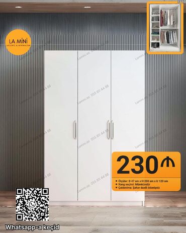 mini şkaf: Açılan, 3 qapılı Düz dolab, Qarderob, paltar dolabı