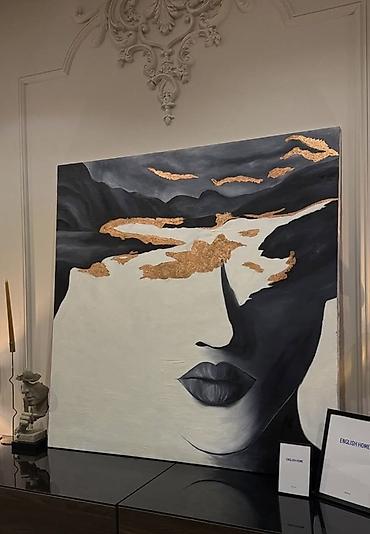 it sekilleri: Məhsul: Abstrakt portret tablo - Ölçü: 120x120 - Texnika: kətan — 2