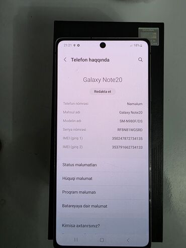samsung a3 (2017): Samsung Galaxy Note 20, 256 GB, rəng - Boz, Barmaq izi
