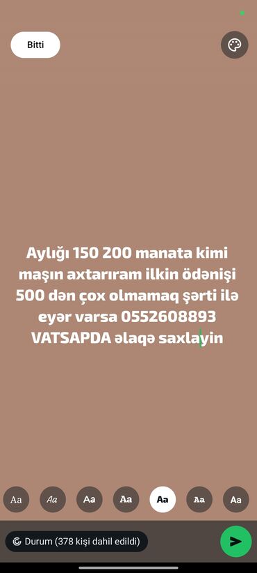 Sərnişin daşımaları: Aylıq 150-200 manat civarında ödənişlə avtomobil axtarılır. İlkin