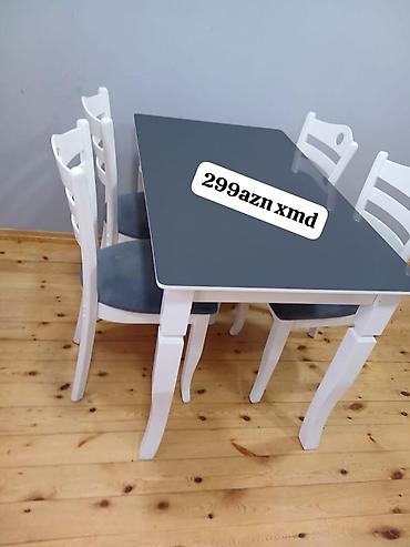 ucuz stollar: Mətbəx üçün, Yeni, Açılmayan, Dördbucaq masa, 4 stul — 1