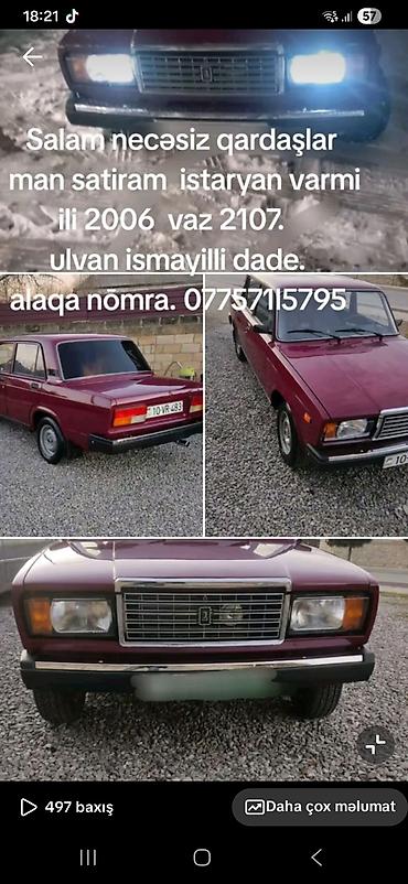 бампер опель вектра б: Model: VAZ 2107 İl: 2006 Kuzov: sedan, 4 qapı Rəng: tünd albalı/bordo — 1