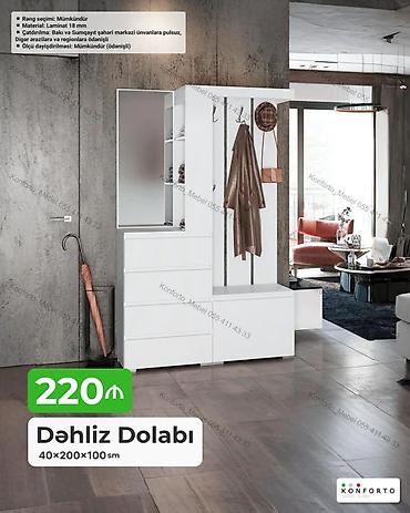 seyf skaf: Dəhliz Dolabı – 40×200×100 sm - Material: 18 mm laminat - Rəng — 1