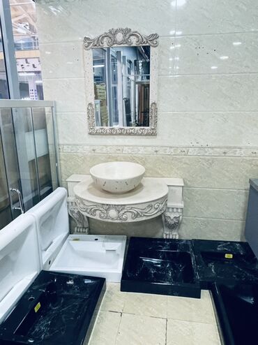 камни для бани: Раковина для ванной, Особенности: Мраморные прожилки, Круглая форма, Материал: Камень, Размер: 110 x 60 см