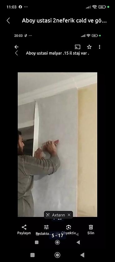 freelance vakansiya 2026: Aboy ustasi şpoklyovka ustası divar kağızları ustası laminat ustası — 8