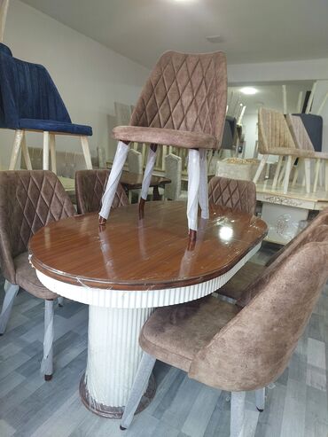 растущий стул: Qonaq otağı üçün, Açılmayan, Oval masa, 6 stul