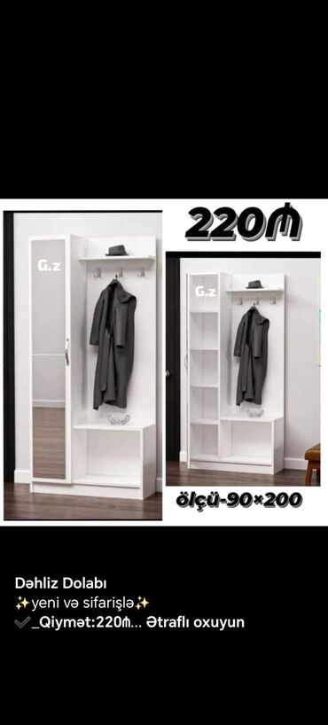 Dolablar: Yeni, Açılan, 2 qapılı Düz dolab, Dəhliz dolabı, Türkiyə — 19