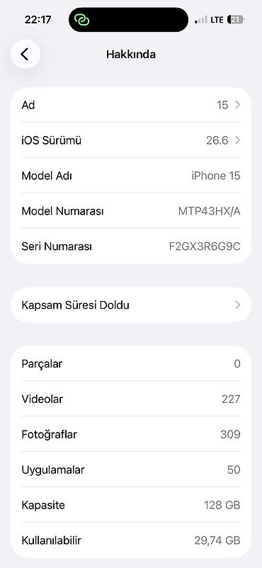 iphone 15 2 ci el: IPhone 15, 128 GB, Göy — 2