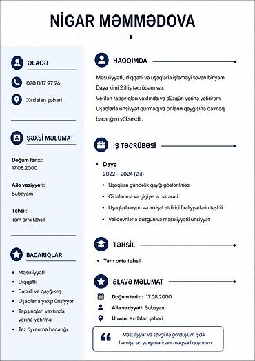 taksi is: Uşaq baxımı xidməti – Nigar Məmmədova Xidmətin təsviri: - Uşaqlarla — 1