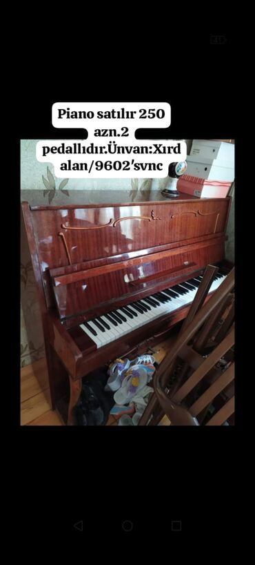 Musiqi alətləri: Piano satılır 250 azn.2 pedallıdır.Ünvan:Xırdalan/9602'svnc (yalnız