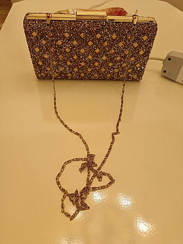 Qızılı rəngli daşlı axşam çantası - Nömrəli/qutulu qlutch tipli axşam