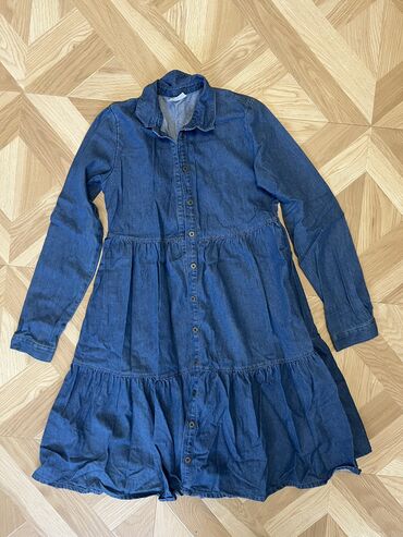 джинсовое платье с поясом: Детское платье, цвет - Синий, Новый