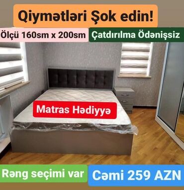 Masa və oturacaq dəstləri: Yeni, İkinəfərlik çarpayı, Bazasız, Matras ilə, Siyirməsiz