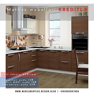 mebelman: Sifarişlə mətbəx dəsti, MDF, Kredit var, Pulsuz çatdırılma — 3
