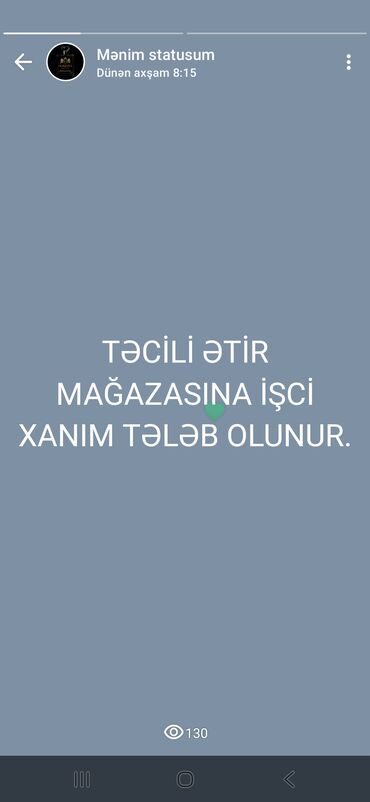 Anbar: Satış məsləhətçisi tələb olunur, Yalnız qadınlar üçün