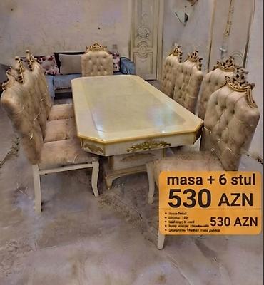 gence stol: Qonaq otağı üçün, Yeni, Açılmayan, Dördbucaq masa, 6 stul — 1