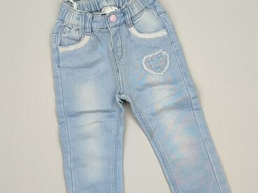 jeansy z perełkami: Spodnie jeansowe, 12-18 m, stan - Dobry