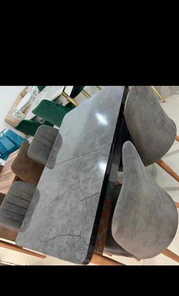 Masa və oturacaq dəstləri: Qonaq otağı üçün, Yeni, Açılmayan, Dördbucaq masa, 6 stul — 5