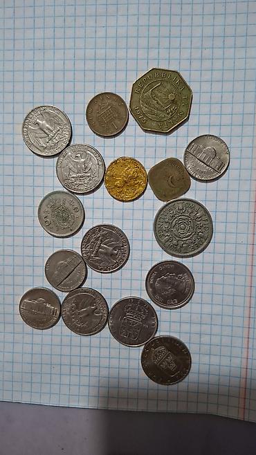 Монеты: Набор старых иностранных монет + крупная медная/бронзовая монета с — 13