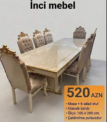 madeyra stul: Qonaq otağı üçün, Yeni, Açılmayan, Dördbucaq masa, 6 stul — 1