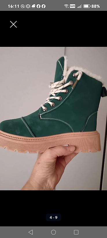 claudia donatelli boots: Zimske ženske čizme – zelene - Model: visoke vezane čizme sa krznenom — 4