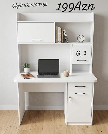 bag stolu: Ağ rəngli funksional iş/oxu masası – model G_1 Ölçü: 160×100×50 sm — 1