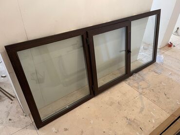 Taxta pəncərələr: İşlənmiş İki qat şüşə paketi Plastik pəncərə, Еni: 250 sm, Uzunluğu: 100 sm
