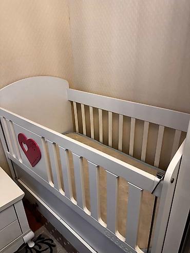 Beşiklər: Ağ rəngli beşik – matras daxil. - Material: möhkəm ağac/MDFlam tipli — 1