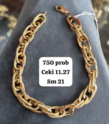 tək qaş üzük qiymətləri: Браслет, Желтое золото, 750 проба, 11 г, Самовывоз, Доставка в районы