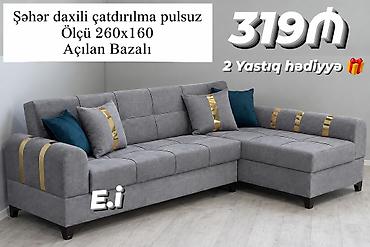 Künc divan – açılan bazalı model - Ölçü: 260 x 160 sm - Rəng: boz lalafo.az -da Künc divan – açılan bazalı model - Ölçü: 260 x 160 sm - Rəng: boz
