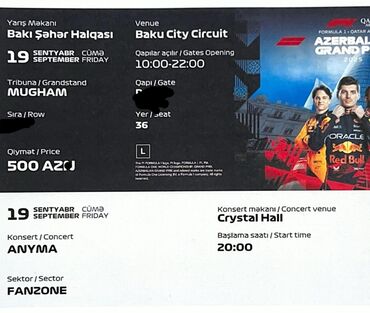 CD, DVD disklər və kassetlər: Məhsul: Formula 1 Azerbaijan Grand Prix 2025 üçün tribuna bileti +