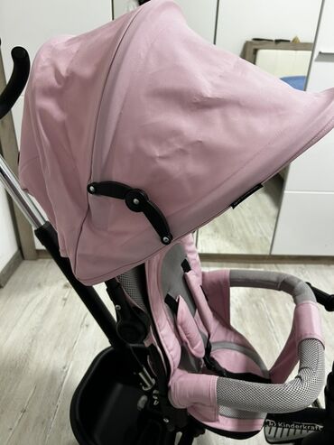 Dečiji bicikli: Kinderkraft 3-u-1 tricikl/guralica sa tendom – roze/siva - — 5