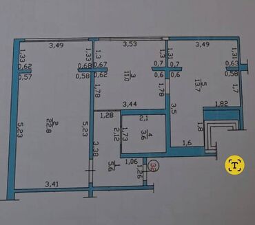 2 к квартира: 🏢 Продаётся 1-комнатная квартира 57 м² 📍 Мкр "Улан-2" Площадь: 57 м²